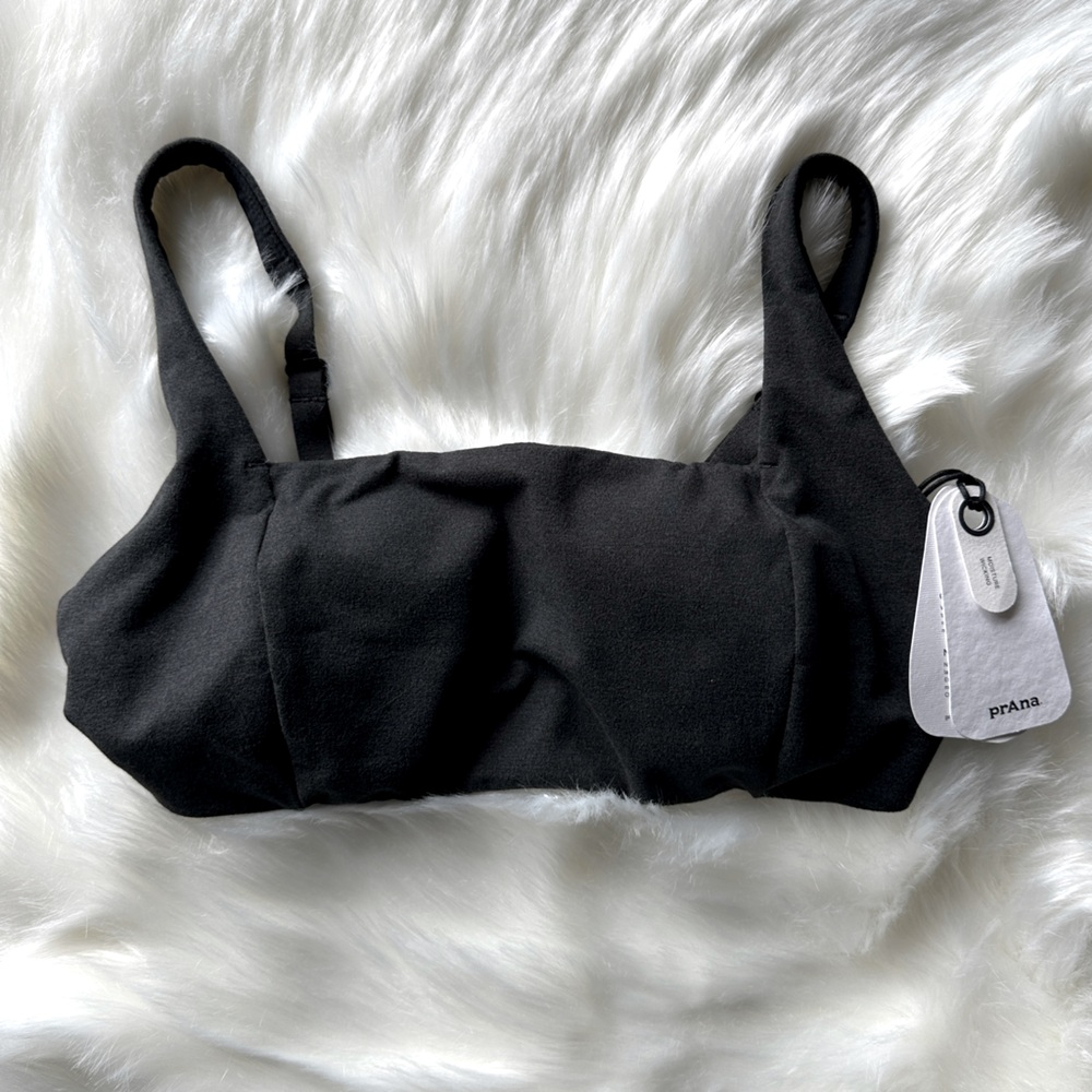 NWT prAna Women's Heavana Hot Spell Moisture Wicking Bra in Black Heather, XS